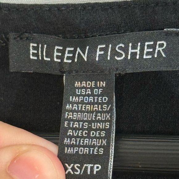 Eileen Fisher Black Long Sleeve Shirt XS Stretch sustainable fashion Layering - Picture 2 of 5